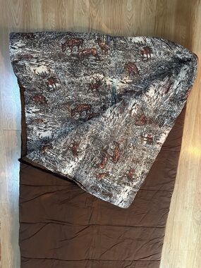 Vintage White Tail Deer Brown Roll Sleeping Bag Tent Camping Pack Hunting 38X80